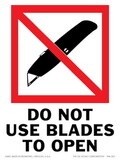 De Leone IPM325 Labels, Do Not Use Blades To Open - (International), 3