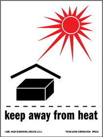 De Leone IPM326 Labels, Keep Away From Heat - (International), 3" x 4&#188;"