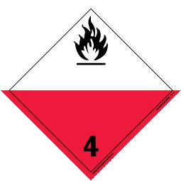 De Leone Labels, Spontaneously Combustible - Class 4, 10&#190;" x 10&#190;" (tagboard)