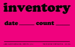 De Leone QCL206 Labels, Inventory Date ---------------Count-----------------, 2&#189;" x 4" fluorescent pink