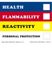 De Leone RTK602 Labels, Healthflammabilityreactivitypersonal Protection, 6" x 4" (paper)