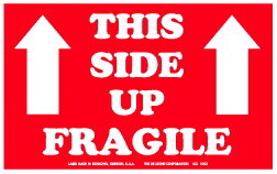 De Leone SCL1102 Labels, This Side Up Fragile - (Double Arrows Up), 5" x 8"