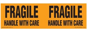 De Leone SCL1603 Labels, Fragile - Handle With Care, 3" x 10" fluorescent orange