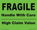 De Leone SCL1802 Labels, Fragile - Handle With Care - High Claim Value, 8