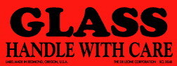 De Leone 1-1/2" x 4" Glass / Handle With Care, Label