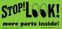 De Leone SCL-215 2" x 4-1/4" Stop! Look! More Parts Inside, Label