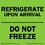 De Leone SCL225 Labels, Refrigerate Upon Arrival -Do Not Freeze, 3" x 3" fluorescent green, Price/500 /roll