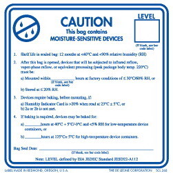 De Leone SCL268 Labels, Caution - This Bag Contains - Moisture-Sensitive-Devices, 3" x 3"