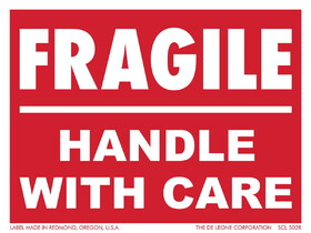 De Leone 3" x 4" Fragile / Handle With Care, Label