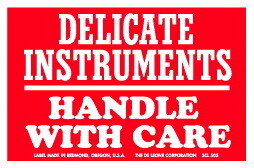 De Leone SCL505 Labels, Delicate Instruments - Handle With Care, 3" x 4&#189;"