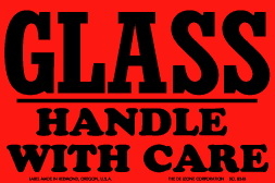 De Leone 3" X 4" Glass / Handle With Care, Label