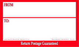 De Leone SCL535 Labels, From - To: - Return Postage Guaranteed, 5" x 3"