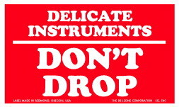 De Leone SCL540 Labels, Delicate Instruments - Don'T Drop, 3" x 5"