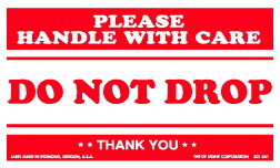 De Leone SCL541 Labels, Please Handle With Care - Do Not Drop - * * Thank You * *, 3" x 5"