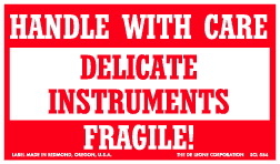 De Leone Labels, Handle With Care - Delicate Instruments - Fragile, 3" x 5"