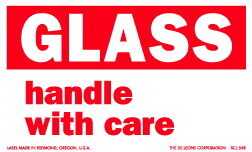 De Leone SCL558 Labels, Glass - Handle With Care, 3" x 5"