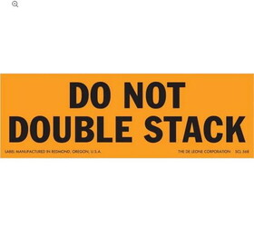De Leone Labels, Do Not Double Stack, 2" x 6" fluorescent orange