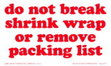 De Leone Labels, Do Not Break Shrink Wrap Or Remove Packing List, 3