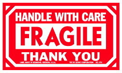 De Leone SCL576 Labels, Handle With Care - Fragile - Thank You, 3" x 5"