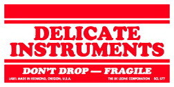 De Leone SCL577 Labels, Delicate Instruments - Don'T Drop - Fragile, 2&#189;" x 5"