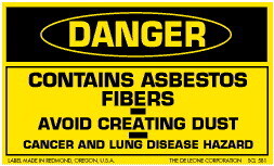 De Leone SCL581 Labels, Danger - Contains Asbestos Fibers Avoid Creating Dust -, 3" x 5" (meets military standard)