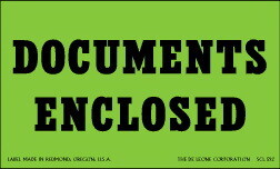 De Leone SCL592 Labels, Documents Enclosed, 3" x 5" fluorescent green