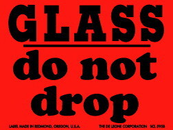 De Leone 3" x 4" Glass / Do Not Drop, Label
