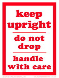 De Leone Labels, Keep Upright - Do Not Drop - Handle With Care, 3" x 4"