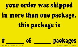 De Leone SCL-608 3" x 5" Your Order Was Shipped In more Than One Package, Label