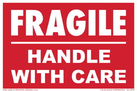 De Leone 4" x 6" Fragile / Handle With Care, Label