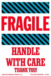 De Leone SCL804 Labels, Fragile - Handle With Care - Thank You!, 4" x 6"