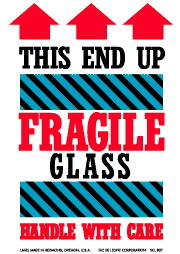 De Leone 4" x 6" This End Up / Fragile / Glass, Label