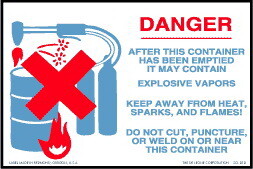 De Leone SCL818 Labels, Danger - After This Container Has Been Empited It May Contain -, 4" x 6"