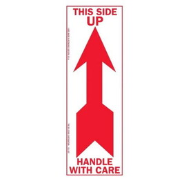 De Leone SCL837 Labels, This Side Up - Handle With Care - (Arrow), 2&#189; " x 7"