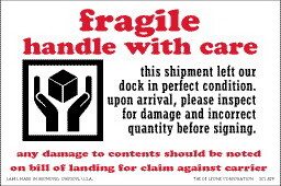 De Leone SCL839 Labels, Fragile Handle With Care - This Shipment Left Our Dock In Perfect Condition. Upon Arrival, Please Inspect, 4" x 6"