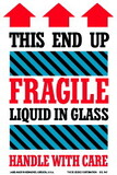 De Leone SCL841 Labels, This End Up - Fragile -Liquid In Glass -Handle With Care - (Up Arrows), 4