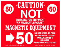 De Leone SCL-842 4" x 5' Caution / Magnetic Equipment, Label