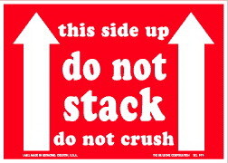 De Leone SCL919 Labels, This Side Up- Do Not Stack - Do Not Crush - (Double Up Arrows), 5" x 7"