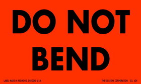 De Leone Labels, Do Not Bend, 2" x 3" fluorescent red
