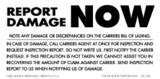 De Leone SCL588 Lables, Report Damage - Now - Note Any Damage Or Discrepancies On The Carriers Bill Of Lading - 2½" x 5"