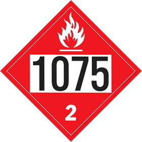 De Leone Labels, Un 1075 Liquefied Petroleum Gas - Flammable Gas - Class 2, 10&#190;" x 10&#190;" (tagboard)