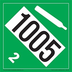 De Leone Labels, Non-Flammable Gas Un 1005 - Ammonia, Anhydrous, Liquefied - Class 2, 10&#190;" x 10&#190;" (tagboard)