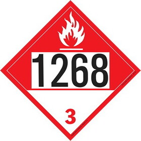 De Leone Labels, Un 1268 Petroleum Distillate'S, N.O.S. - Combustible Liquid- Class 3, 10&#190;" x 10&#190;" (tagboard)