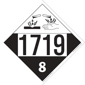 De Leone Labels, Un 1719 Caustic Alkalis Liquids, N.O.S. - Corrosive - Class 8, 10&#190;" x 10&#190;" (tagboard)
