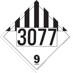 De Leone Labels, Un 3077 Environmentally Hazardous Substances, Solid, N.O.S. Misc. - Dangerous Goods - Class 9, 10&#190;" x 10&#190;" (tagboard)