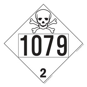 De Leone SDP406 Labels, Un 1079 Sulfur Dioxide, Liquefied - Toxic - Class 2, 10&#190;" x 10&#190;" (tagboard)