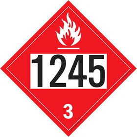 De Leone SDP417 Labels, Un 1245 Methanol Isobutyl Ketone - Flammable Liquid - Class 3, 10&#190;" x 10&#190;" (tagboard)