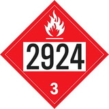 De Leone SDP453 Labels, Un 2924 Flammable Liquid, Corrosive, N.O.S. - Flammable Liquid - Class 3, 10¾