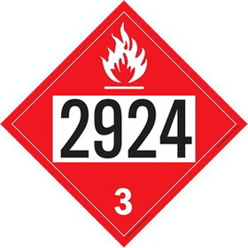 De Leone SDP453 Labels, Un 2924 Flammable Liquid, Corrosive, N.O.S. - Flammable Liquid - Class 3, 10&#190;" x 10&#190;" (tagboard)