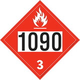 De Leone SDP508 Labels, (Vinyl)-Un 1090 Acetone - Flammable Liquid - Class 3, 10¾